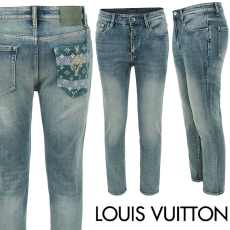 LOUIS VUITTON 루이비통 그린 레더 모노 포켓 슬림 일자진