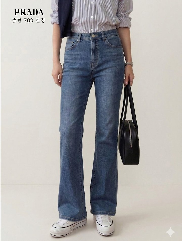 PRADA 프라다 와플 스판 부츠컷 데님 팬츠 (709)