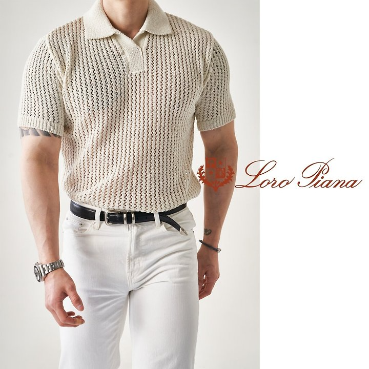 LOROPIANA 로로피아나 스페셜 펀칭 니트반팔 4COLOR