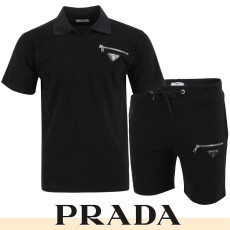 PRADA 프라다 오픈카라 지퍼포켓 하프 셋업