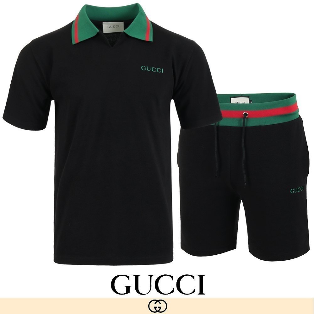 GUCCI 구찌 시그니처 시보리 오픈 카라 하프 셋업