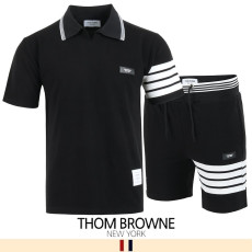 THOM BROWNE 톰브라운 화이트 시보리 오픈 카라 하프 셋업