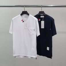 THOM BROWNE 톰브라운 넥삼선 브이넥 반팔티
