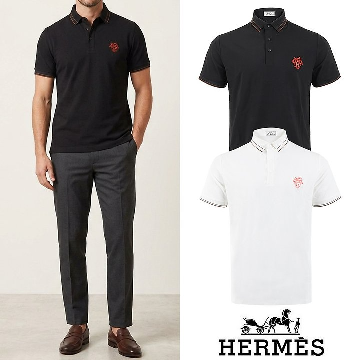 HERMES 에르메스 H자수 실켓 카라 티셔츠