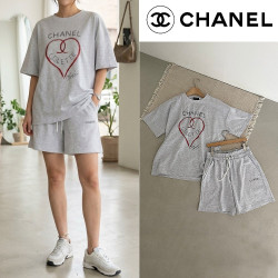 CHANEL 샤넬 하트 로고 오버핏 하프 셋업 2COLOR