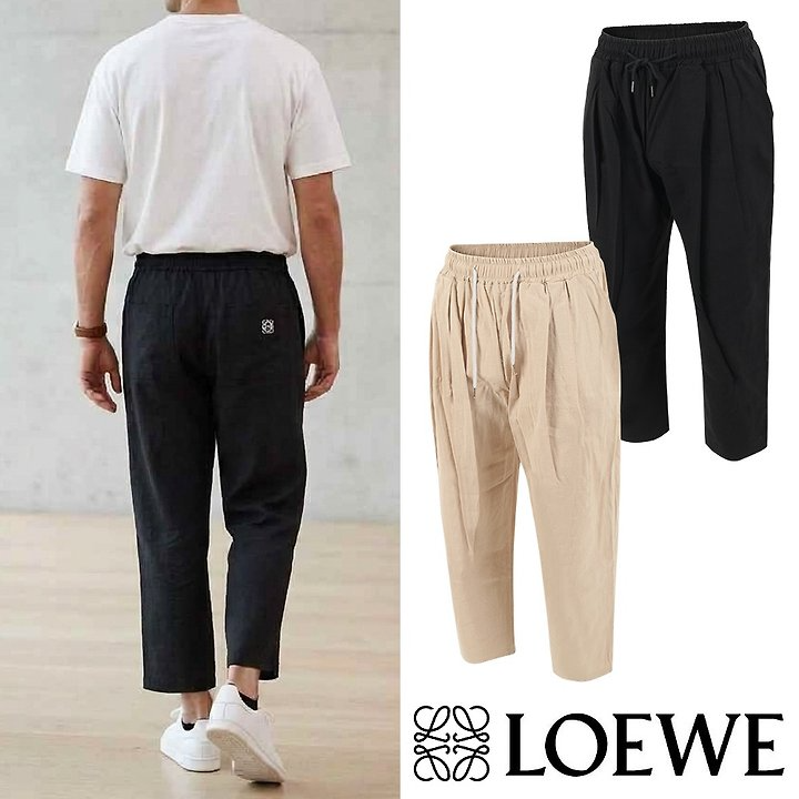 LOEWE 로에베 아나그램 자수 면마 9부 팬츠