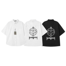 BALENCIAGA 발렌시아가 6508 메탈 BB 스텐실 로고 반팔 셔츠