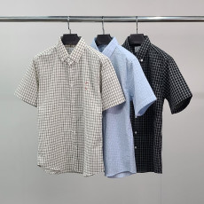 MAISON MARGIELA 메종마르지엘라 로고자수 린넨 체크 반팔 셔츠
