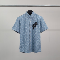 CHROME HEARTS 크롬하츠 크로스 반팔 데님 셔츠