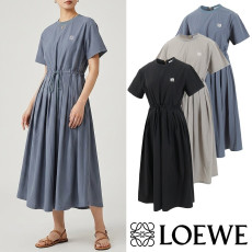 ●6월 판매 14위● LOEWE 로에베 아나그램자수 웨이스트 셔링 원피스
