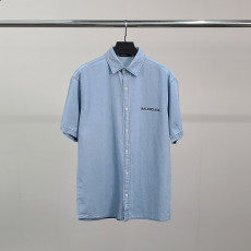 BALENCIAGA 발렌시아가 클래식로고 오버 데님 반팔 셔츠