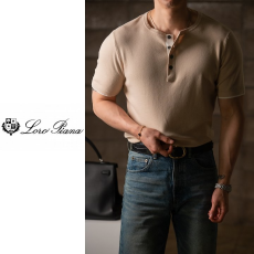 LOROPIANA 로로피아나 레이어드 헨리넥 니트반팔 3COLOR