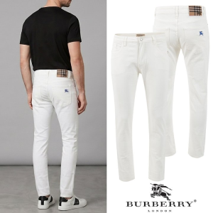 BURBERRY 버버리 노바체크 블루기사 화이트 슬림진