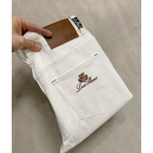 LOROPIANA 로로피아나 브라운탭 화이트 데님 팬츠