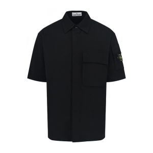 STONE ISLAND 스톤아일랜드 607035 스트레치 오가닉 코튼 트윌 반팔 셔츠