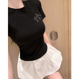 CHROME HEARTS 크롬하츠 1006 라인스톤 세메터리 크로스 반팔 2COLOR