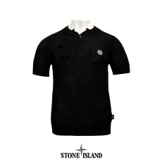 STONE ISLAND 스톤아일랜드 스퀘어 와팬 쿨링 린넨 Y 헨리넥 하프 머슬핏 니트 2COLOR