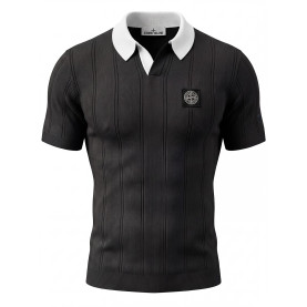 STONE ISLAND 스톤아일랜드 오픈카라 파인 게이지 리브 니트 반팔 3COLOR