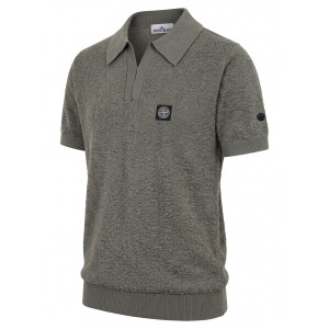 STONE ISLAND 스톤아일랜드 스퀘어 와펜 Y카라 니트 반팔 4COLOR