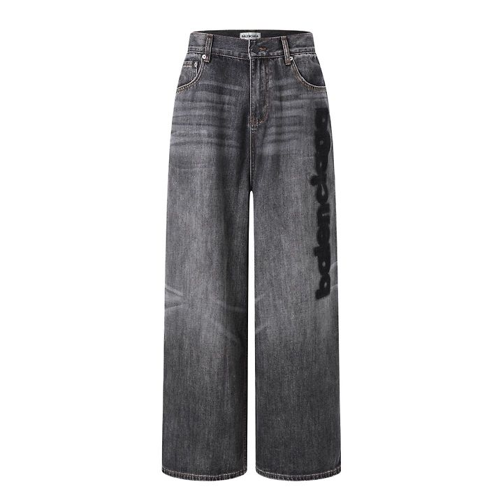 BALENCIAGA 발렌시아가 607037 로고 그래픽 자수 데님 팬츠