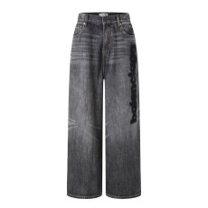 BALENCIAGA 발렌시아가 607037 로고 그래픽 자수 데님 팬츠