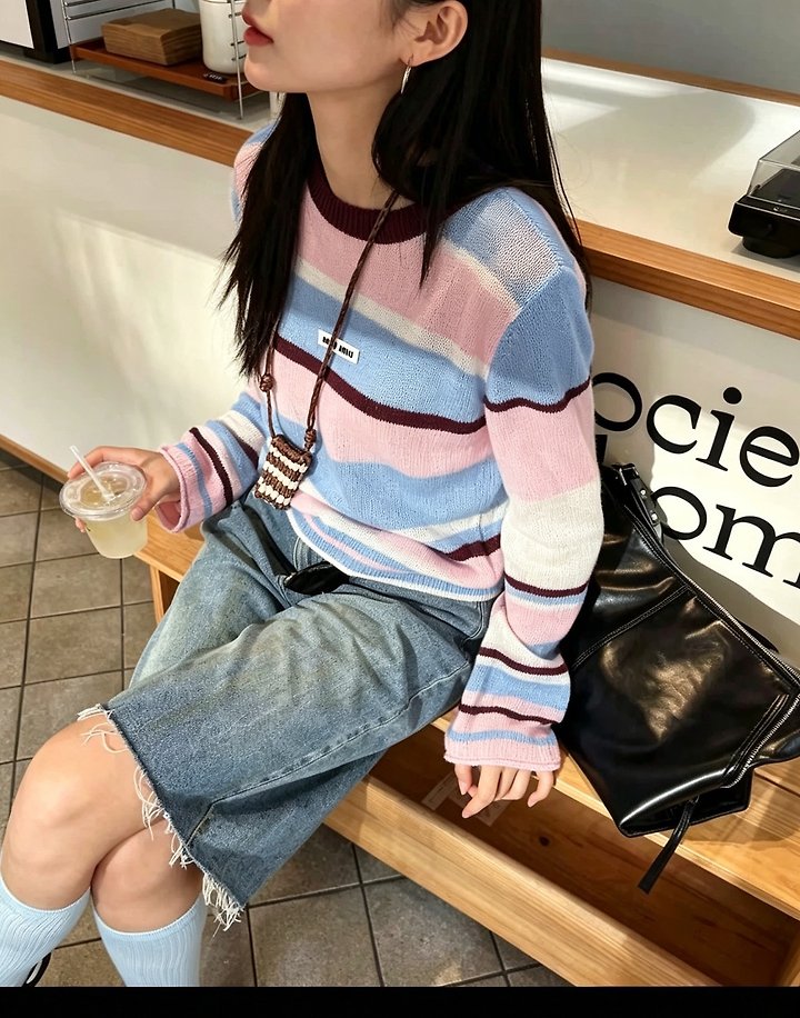 MIUMIU 미우미우 스트라이프 컬러블록 니트