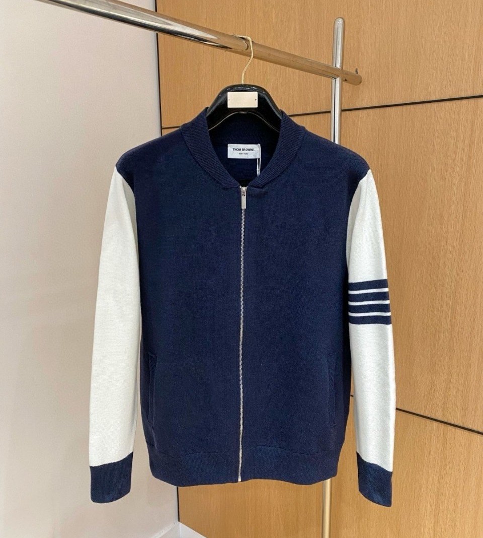 THOM BROWNE 톰브라운 집업완장 니트자켓
