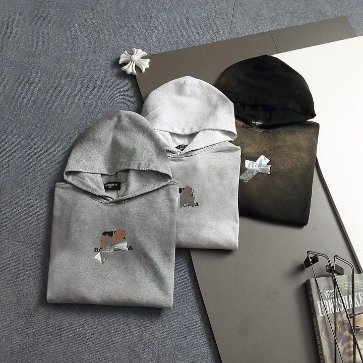 BALENCIAGA 발렌시아가 60139 테이프 타입 워싱 스웨트 후드