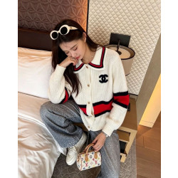 CHANEL 샤넬 1088 컬러 블록 카라 가디건