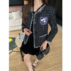 CHANEL 샤넬 1090 카멜리아 패치 트위드 자켓