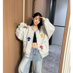 CHROME HEARTS 크롬하츠 1085 멀티 컬러 크로스 패치 데님 보머 자켓 2COLOR