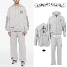 CHROME HEARTS 크롬하츠 말굽 크로스 프린팅 3P 오버핏 후드 집업 셋업