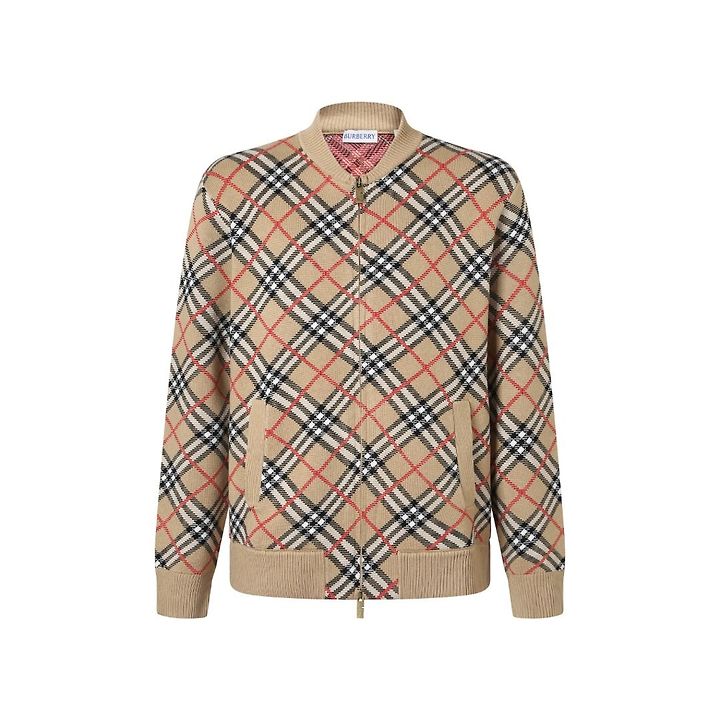 BURBERRY 버버리 60306 체크 자카드 니트 보머 자켓