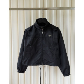 PRADA 프라다 60319 여성 리나일론 하이넥 크롭 자켓