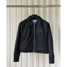 PRADA 프라다 60320 여성 리나일론 크롭 블루종 자켓