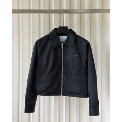 PRADA 프라다 60320 여성 리나일론 크롭 블루종 자켓