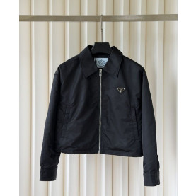 PRADA 프라다 60320 여성 리나일론 크롭 블루종 자켓