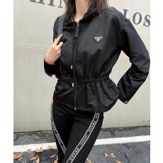 PRADA 프라다 60321 여성 리나일론 셔링 후드 자켓