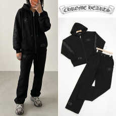 CHROME HEARTS 크롬하츠 여성 할리우드 프린팅 오버핏 후드집업 셋업