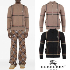BURBERRY 버버리 기마자수 스퀘어 램스울 니트 집업