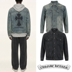 CHROME HEARTS 크롬하츠 크로스 백로고 워싱 데님 자켓