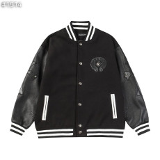 CHROME HEARTS 크롬하츠 크로스 레더 홀스슈 바시티 자켓
