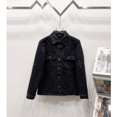 CHROME HEARTS 크롬하츠 블랙 크로스 패치 데님 셔츠 자켓