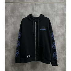 CHROME HEARTS 크롬하츠 홀스슈 블루 크랙 집업 후드 자켓