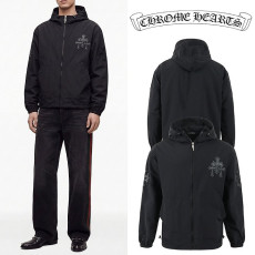 CHROME HEARTS 크롬하츠 트리플 레더 패치 오버핏 바람막이 자켓