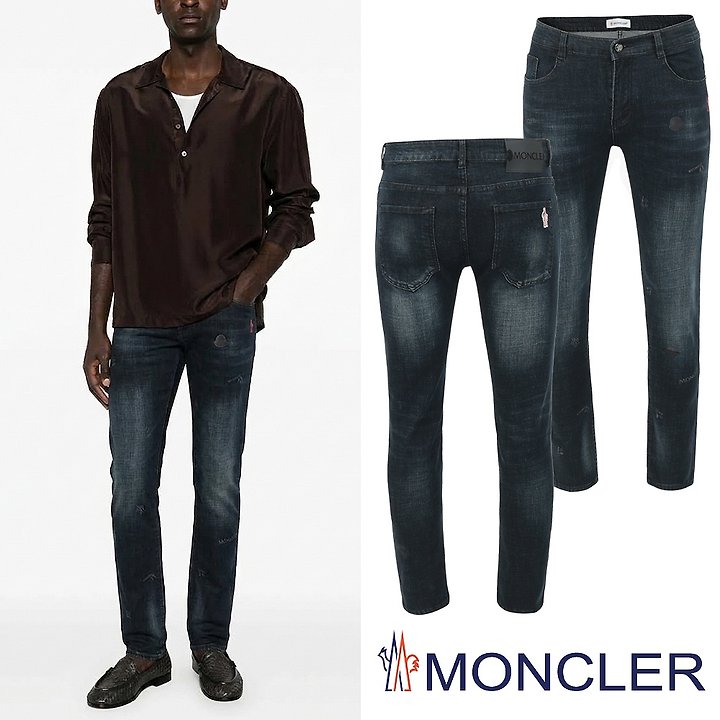 MONCLER 몽클레어 멀티 프린트 노블 진청 슬림진