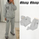 MIUMIU 미우미우 메인로고 오버핏 후드집업 셋업