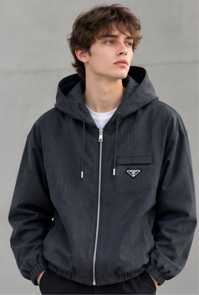 PRADA 프라다 삼각로고 후드 바람막이 자켓