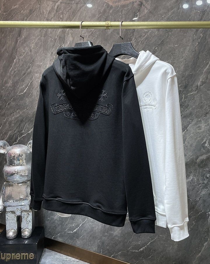 CHROME HEARTS 크롬하츠 7031 톤온톤 홀스슈 스크롤 로고 후드 집업