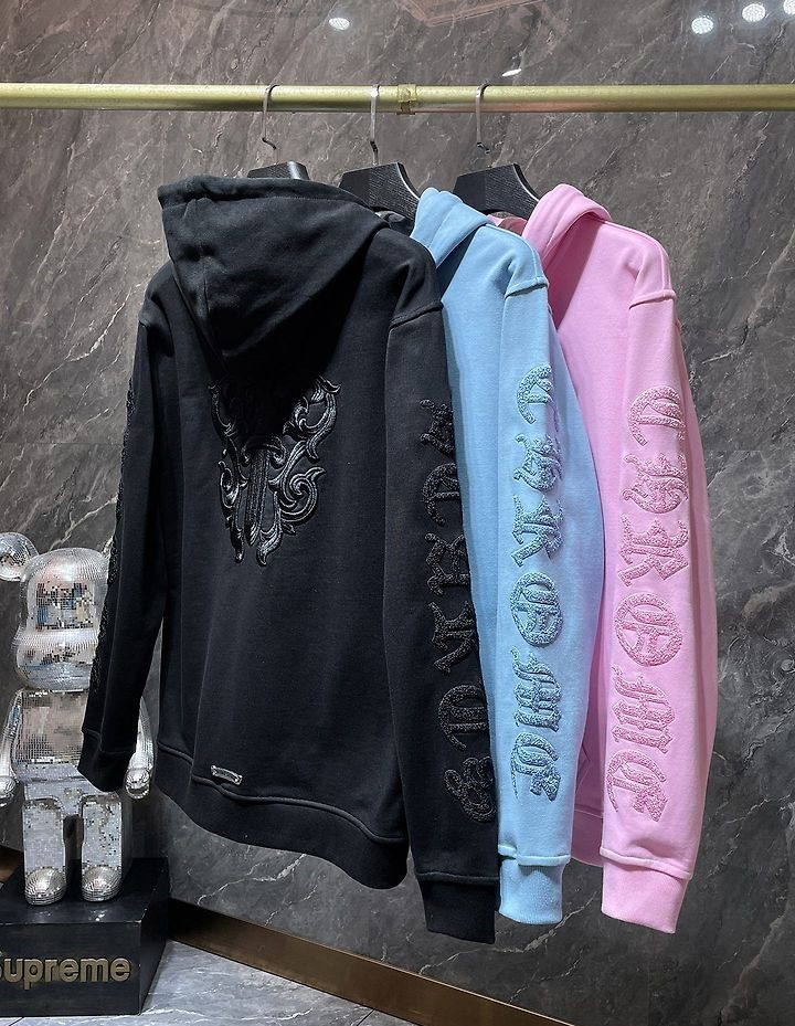 CHROME HEARTS 크롬하츠 7035 톤온톤 대거 플로랄 레터링 후드 집업